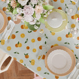 Mantel de Hule Orange, Leaves, Flowers and Slice