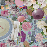 Mantel de Hule Orchid succulent and roses colorful pattern