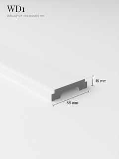 Moldura muro WD1 con sus medidas: 65 mm de alto y 15 mm de saliente