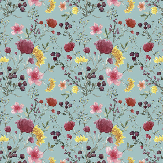 Mantel de Hule Multiflora Turquesa