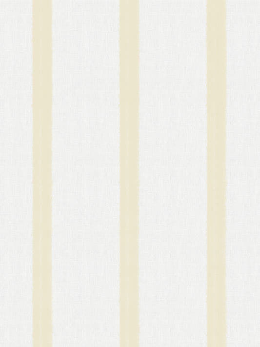 Papel mural Emily Yellow, detalle del diseño: rayas verticales espaciadas en crema beige sobre blanco.