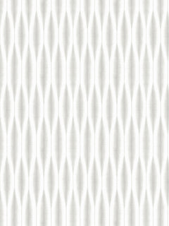 Papel mural Hanae Gris, detalle del diseño: ondas verticales entrelazadas en gris perla.