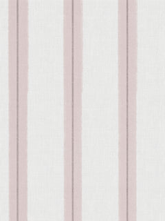 Papel mural Henry Pink, detalle del diseño: rayas finas rosa viejo sobre textura de lino.