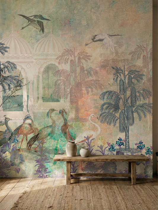 Papel Mural jardín de aves