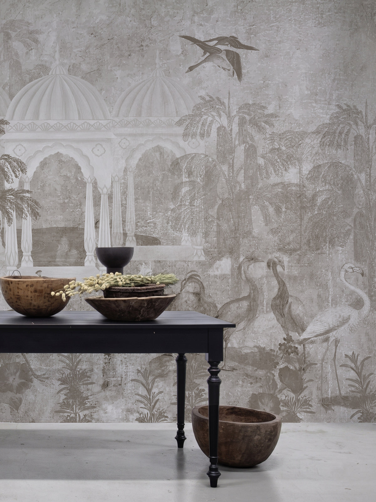 Papel Mural jardin de aves Sepia