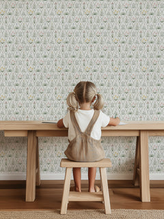 Papel mural Little Watercolor Flowers en un ambiente decorado: flores de acuarela dentro de arcos finos.