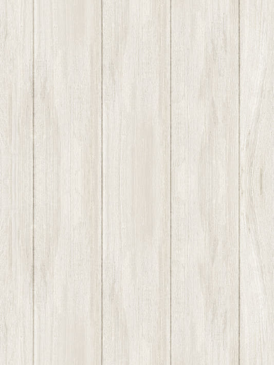 Papel mural Madera Aguada, detalle del diseño: tablones verticales de madera blanqueada con vetas suaves.