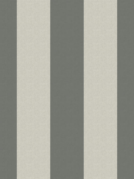 Papel mural Rafia Stripes Gray, detalle del diseño: rayas verticales anchas en gris verdoso y crema con textura de rafia.