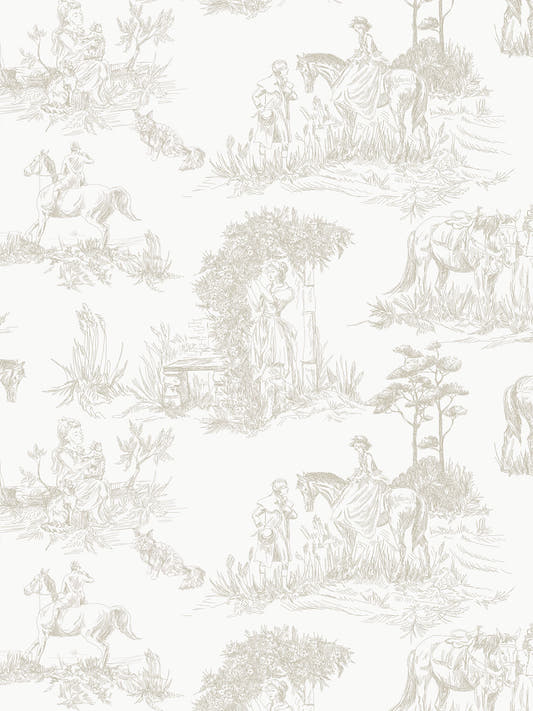 Papel Mural Toile de Jouy Beige