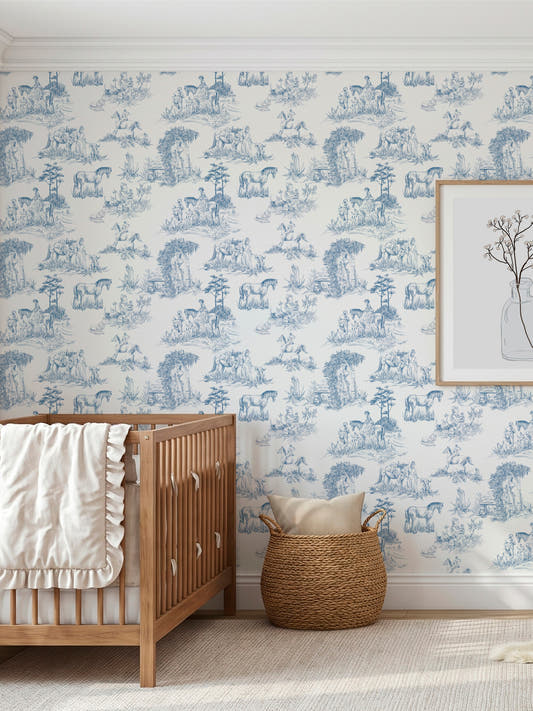 Papel Mural Toile de Jouy Azul