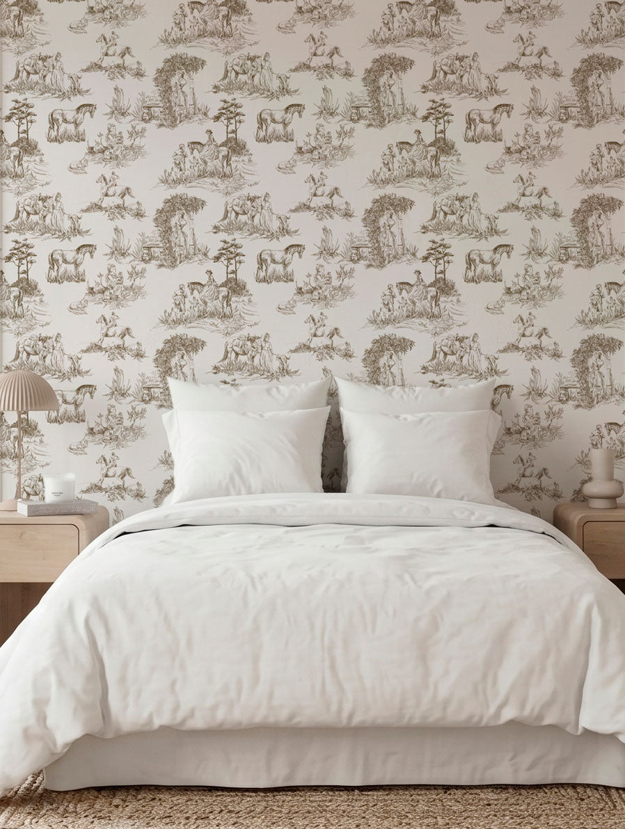 Papel Mural Toile de Jouy Sepia