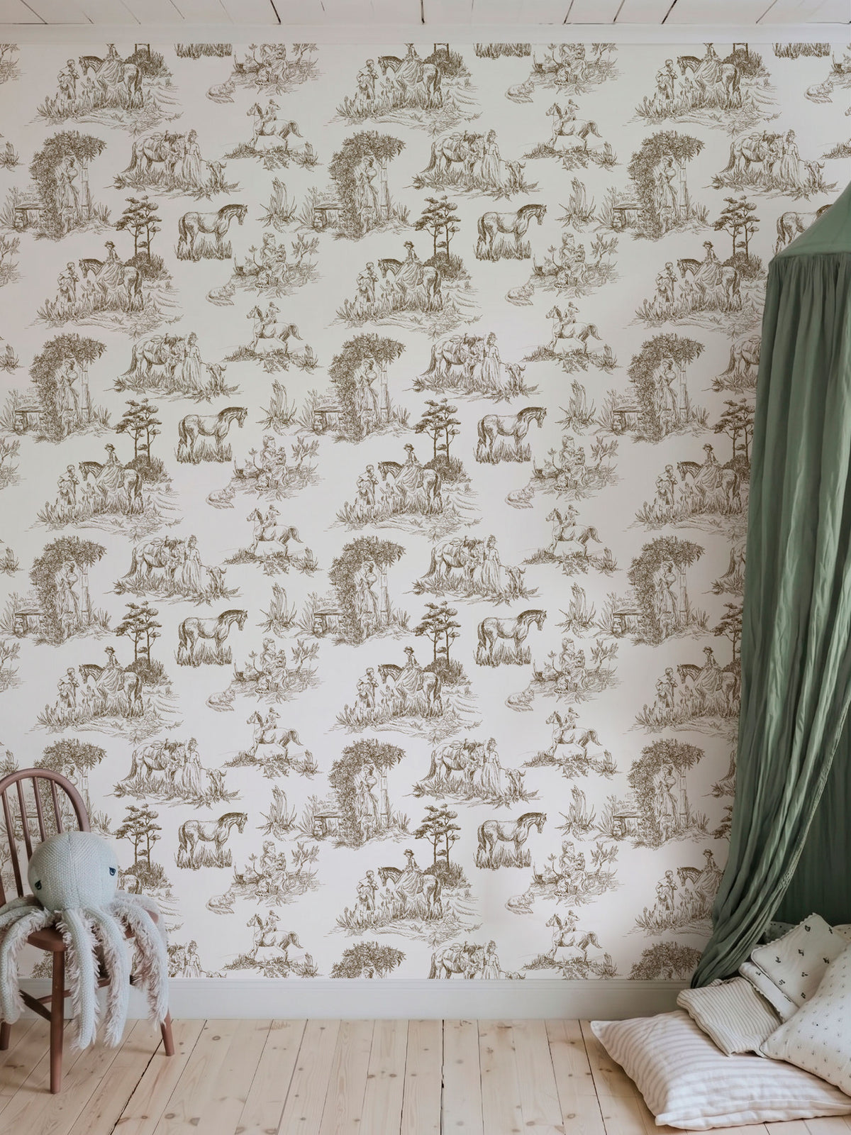 Papel Mural Toile de Jouy Sepia