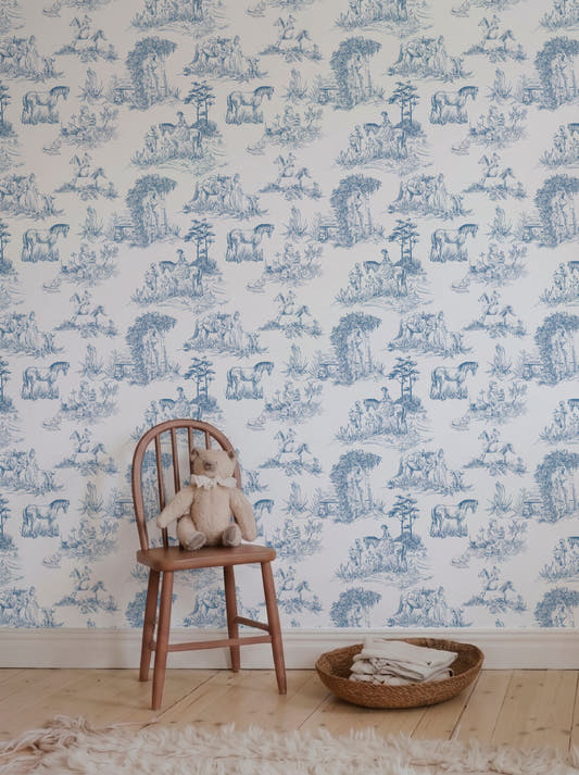Papel Mural Toile de Jouy Azul
