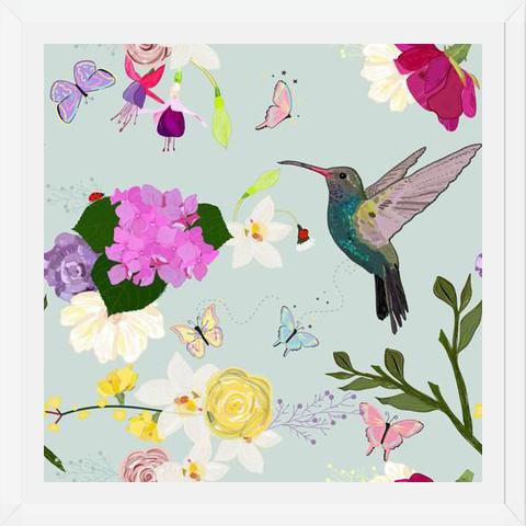 Cuadro Hummingbird and Flowers. Hydrangea, Vanilla, Fucis