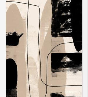 Cuadro Abstracto Beige Blanco y Negro I