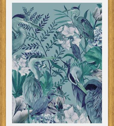 Cuadro garzas en verde