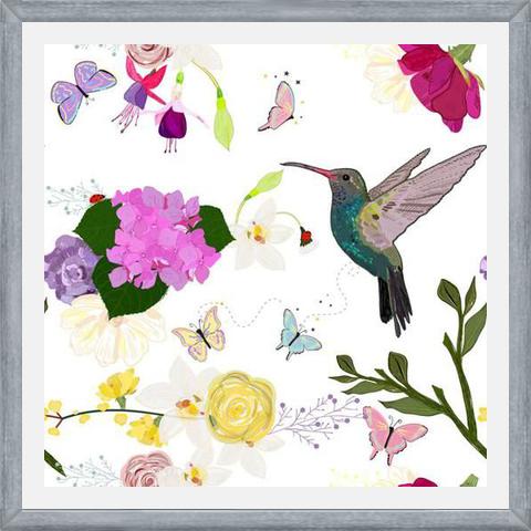 Cuadro Hummingbird and Flowers. Hydrangea, Vanilla, fuchs