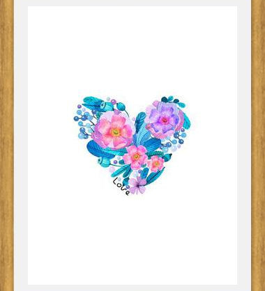 Cuadro Watercolor Floral Heart