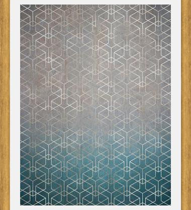 Cuadro Geométrico Plata Grunge