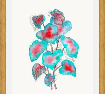 Cuadro Turquoise Pink Watercolor Plant