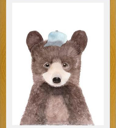 Cuadro Oso pardo con gorra
