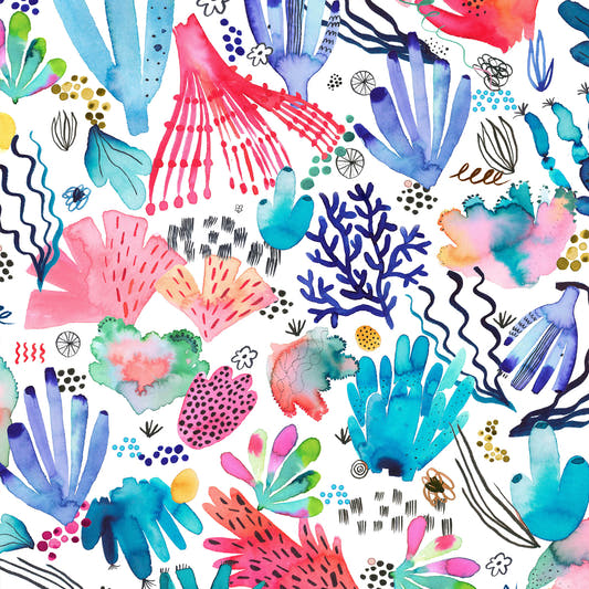 Mantel de Hule Watercolor Coral Reef Multicolored