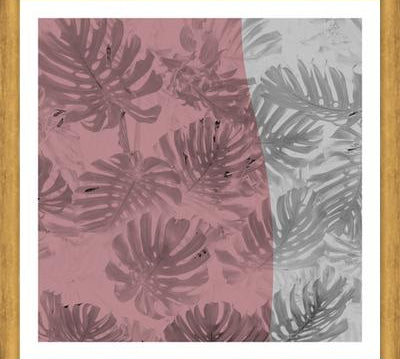 Cuadro Tropical Leaves Rose