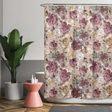 Cortina de Baño Autumn Peonies and roses Burgundy Beige