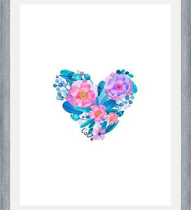 Cuadro Watercolor Floral Heart