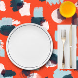 Mantel de Hule Abstract Stains Coral
