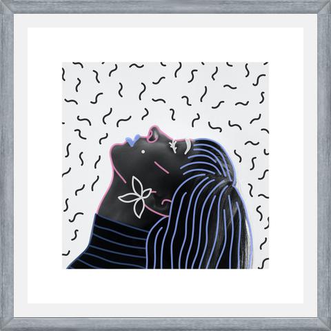 Cuadro Woman Portrait Lines Flower