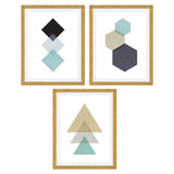 Set de Cuadros Hexagons, squares y triangles - mint