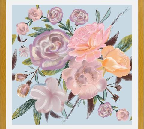 Cuadro Powdery Pastel Hand Drawn Roses Pattern