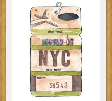 Cuadro NEW YORK VINTAGE FLIGHT TAG