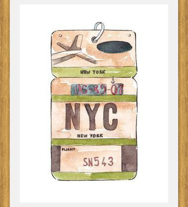 Cuadro NEW YORK VINTAGE FLIGHT TAG