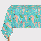 Mantel de Hule Seahorse and Sea Plants. Colorful Underwater Pattern