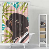 Cortina de Baño Pug on an Island
