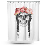 Cortina de Baño Skull with floral crown