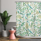 Cortina de Baño Botanical leaves and plants bio green