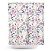 Cortina de Baño Abstract Flowers and Dragonfly Pastel Colored Floral Spring Pattern