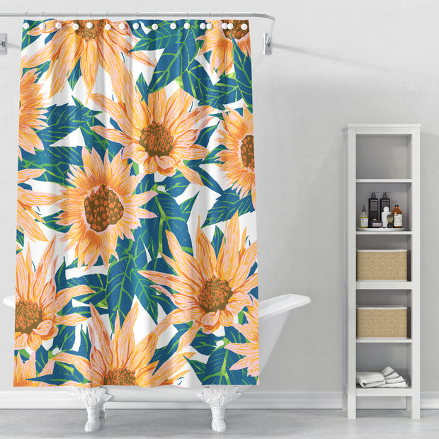 Cortina de Baño Blush Sunflowers