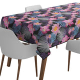 Mantel de Hule Hand Drawn Pink Lotus Flower Black