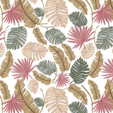 Papel Mural Nature color hand drawn tropical leaves
