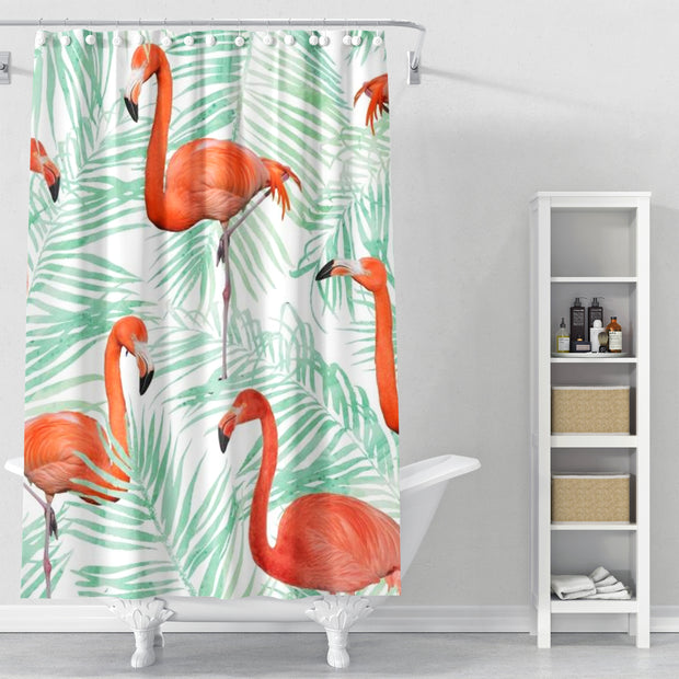 Cortina de Baño Flamingo & Mint Palm