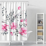 Cortina de Baño Floral rosado y gris