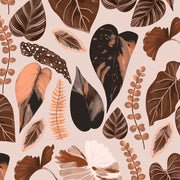 Mantel de Hule Hojas tropicales tonos ocre
