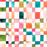 Papel Mural Watercolor checker Orange green