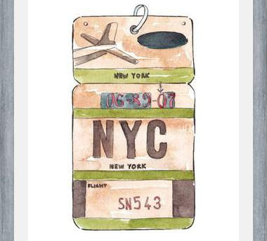 Cuadro NEW YORK VINTAGE FLIGHT TAG