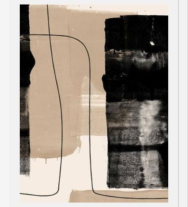 Cuadro Abstracto Beige Blanco y Negro II