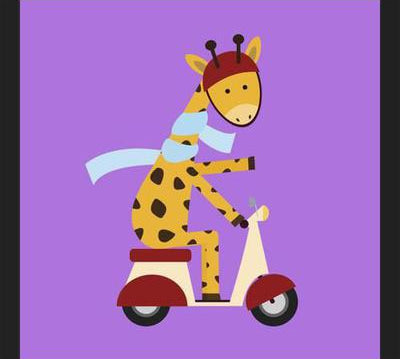 Cuadro Giraffe on Motor Scooter